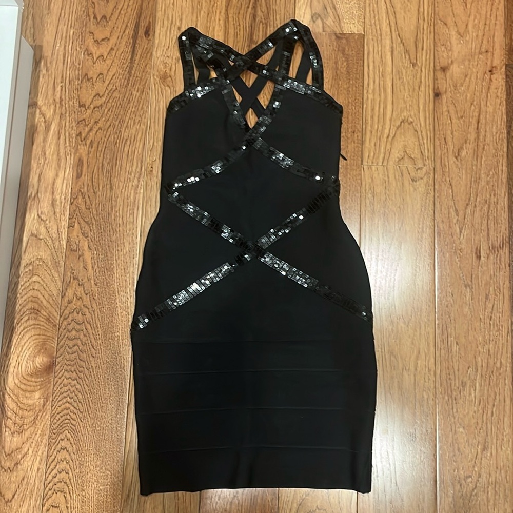 Black bandage style dress sequins size M bodycon